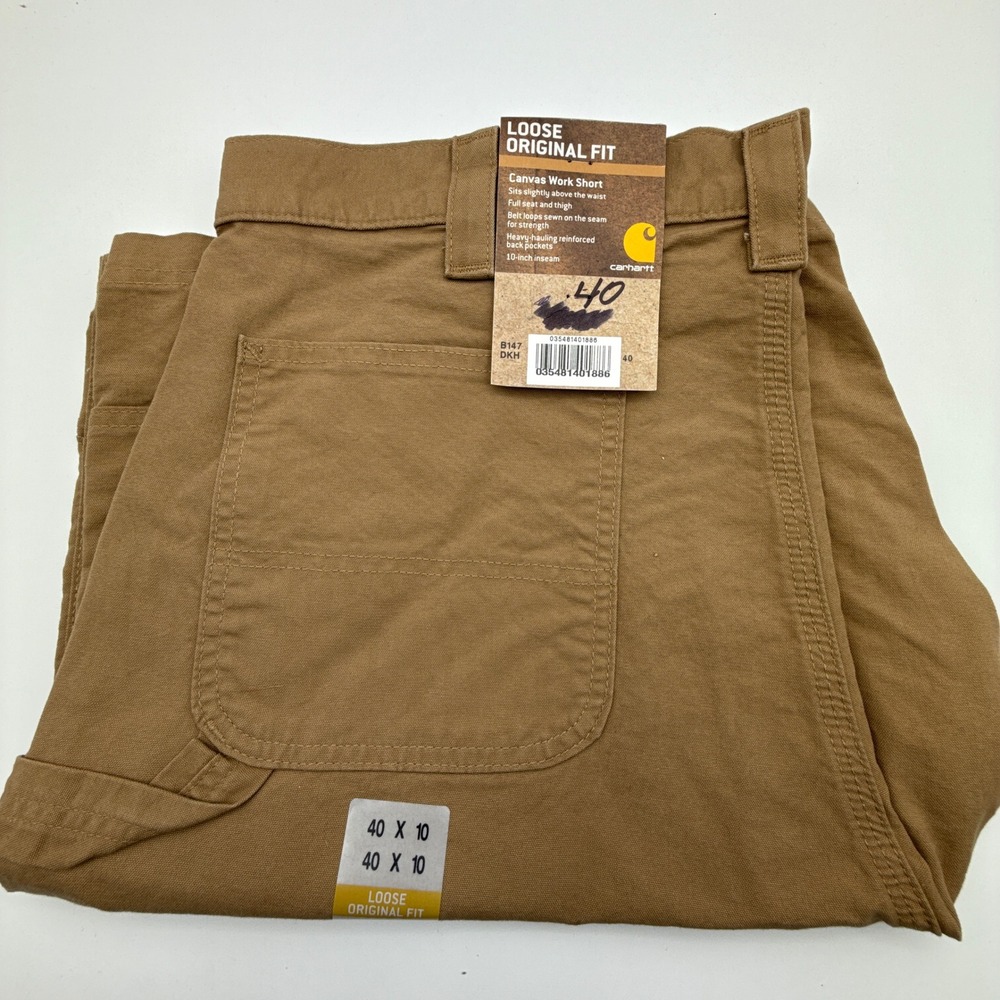 Carhartt B147 DKH Mens Loose Original‎ Fit Canvas Work Shorts Dark Khaki 40 NWT